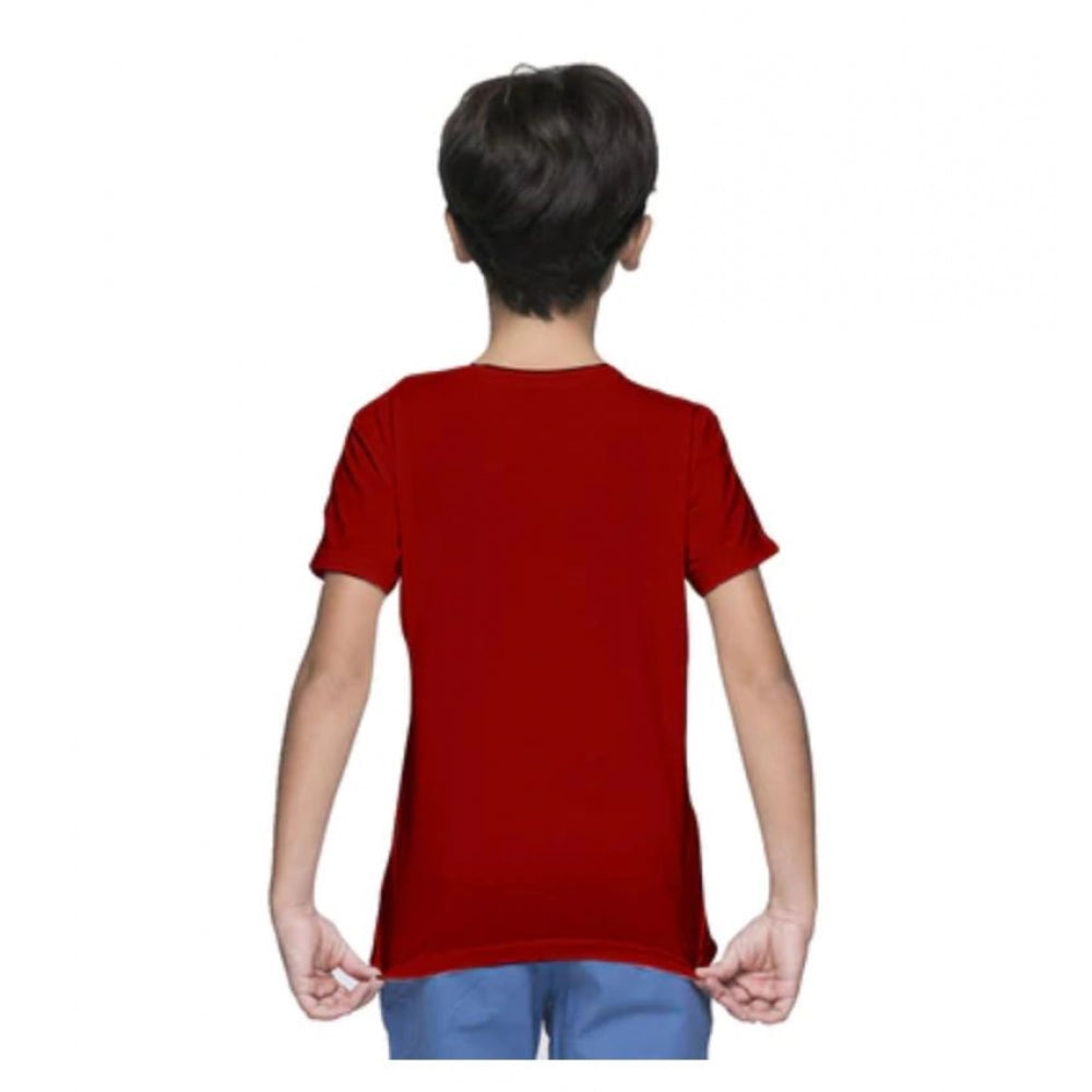 Generic Boys Cotton Plain Half Sleeve TShirt (Maroon)