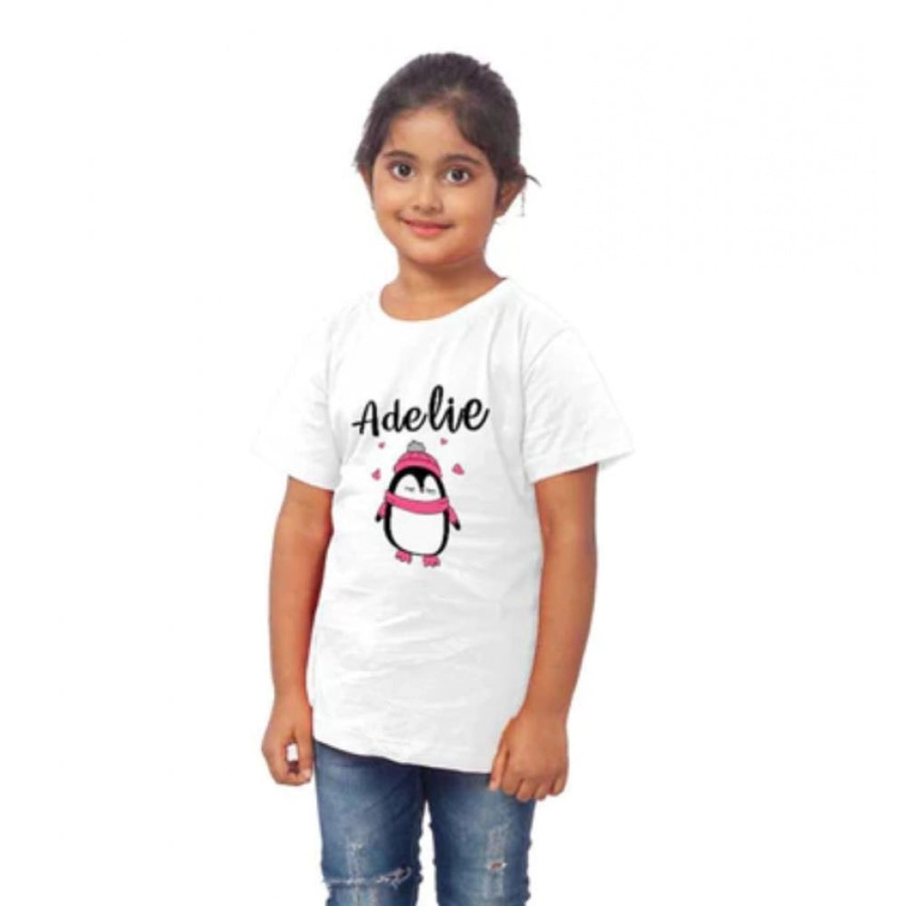 Generic Girls Cotton Adelie Half Sleeve TShirt (White)