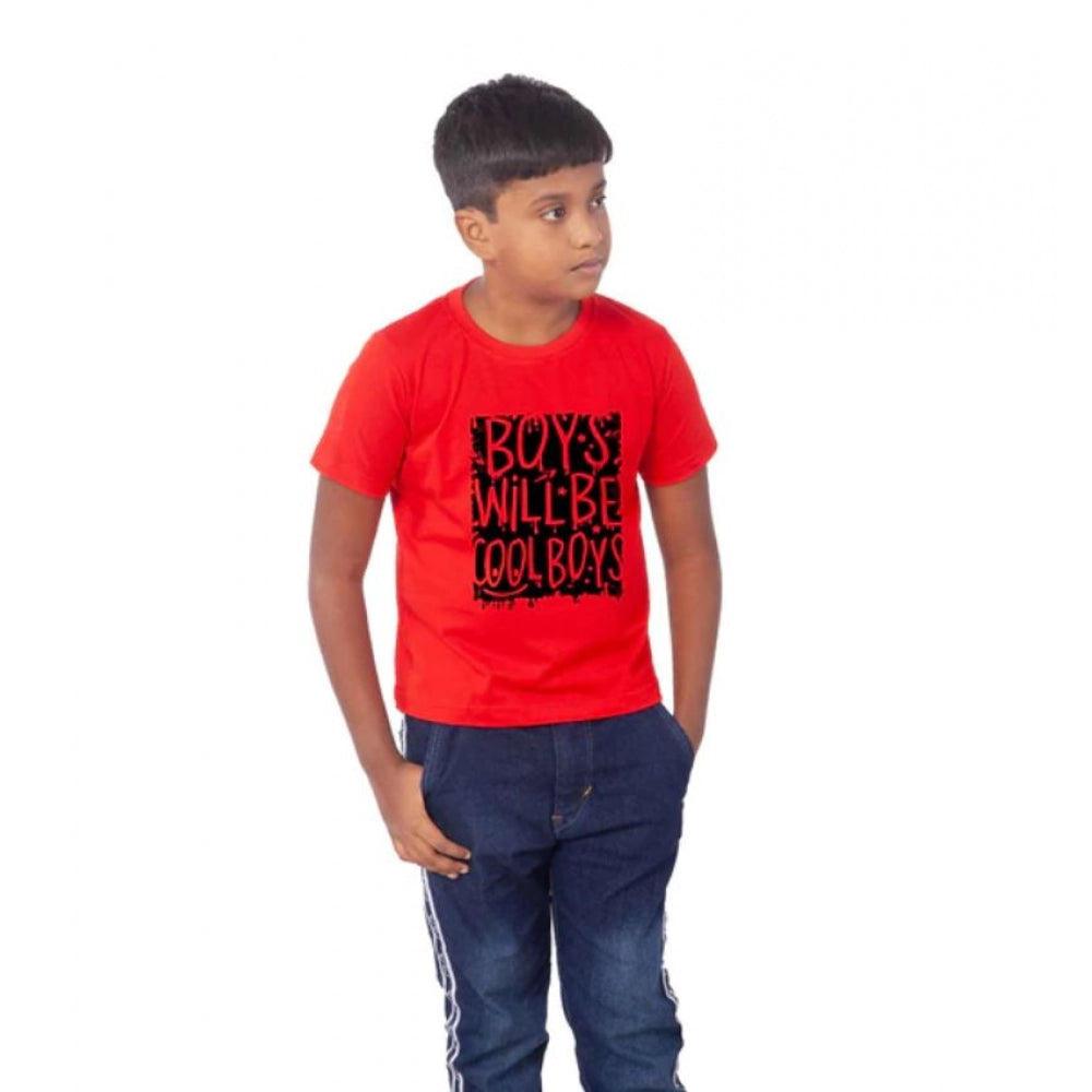 Generic Boys Cotton Will Be Cool Half Sleeve TShirt (Red)