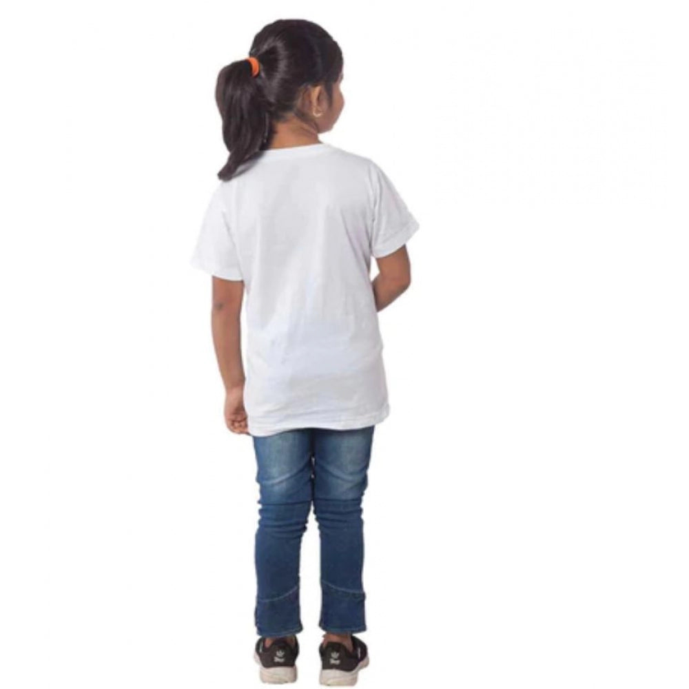 Generic Girls Cotton Adelie Half Sleeve TShirt (White)