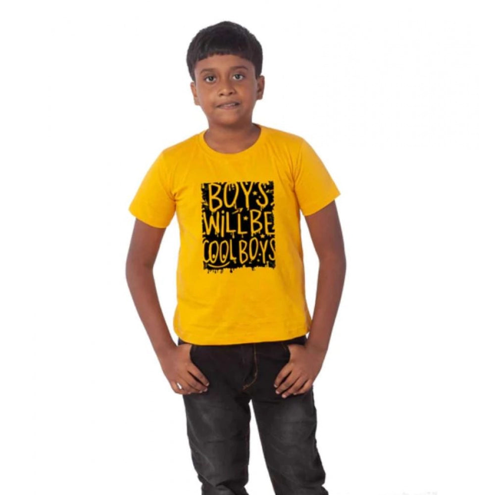 Generic Boys Cotton Will Be Cool Half Sleeve TShirt (Mustard)