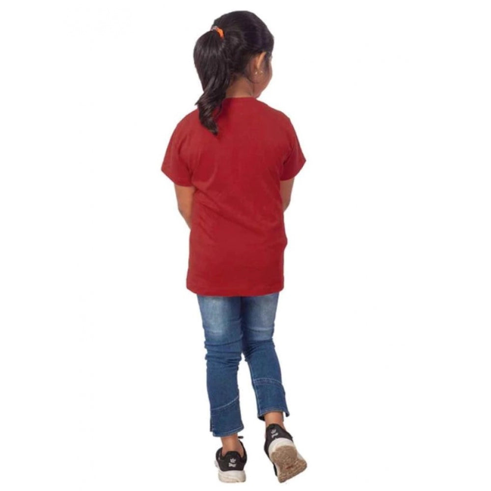 Generic Girls Cotton Drama Queen Half Sleeve TShirt (Maroon)