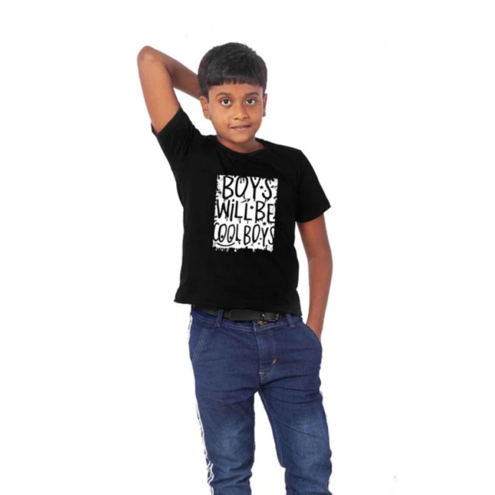 Generic Boys Cotton Will Be Cool Half Sleeve TShirt (Black)