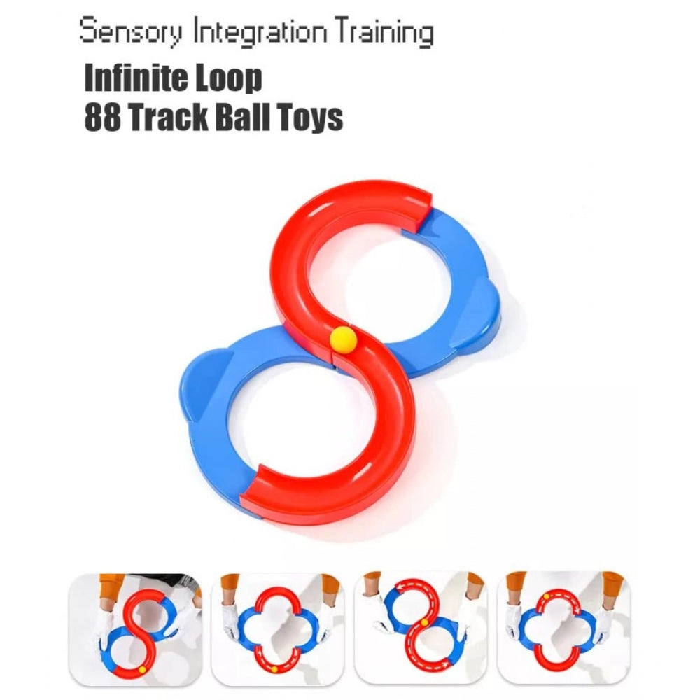 Generic Plastic 8 Shape Infinite Loop Interaction Balancing Track Toy Creative Track With 3 Bouncing Balls For Kids (Multicolor)