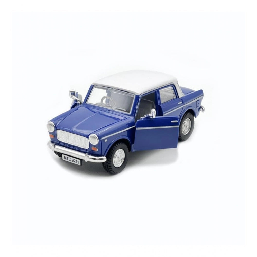 Generic Plastic Old Model Fiat Openable Doors Pull Back Action Collectible Car For Kids (Blue)