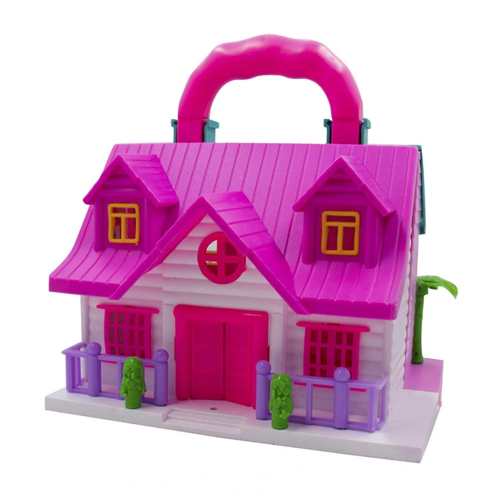 Generic Plastic Dollhouse For Girls 2 Room Set (Pink)