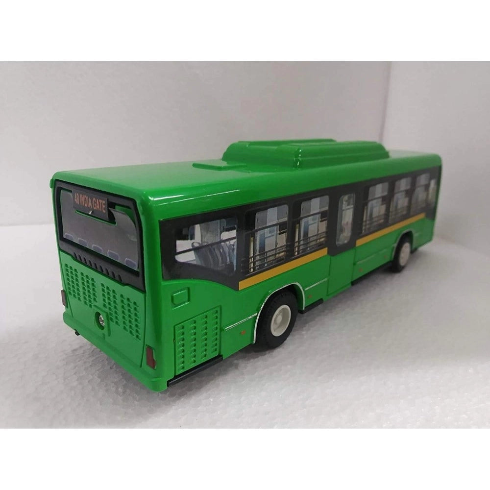 Generic Plastic 6 Wheels Pull Back Action Low Floor Bus (Green)