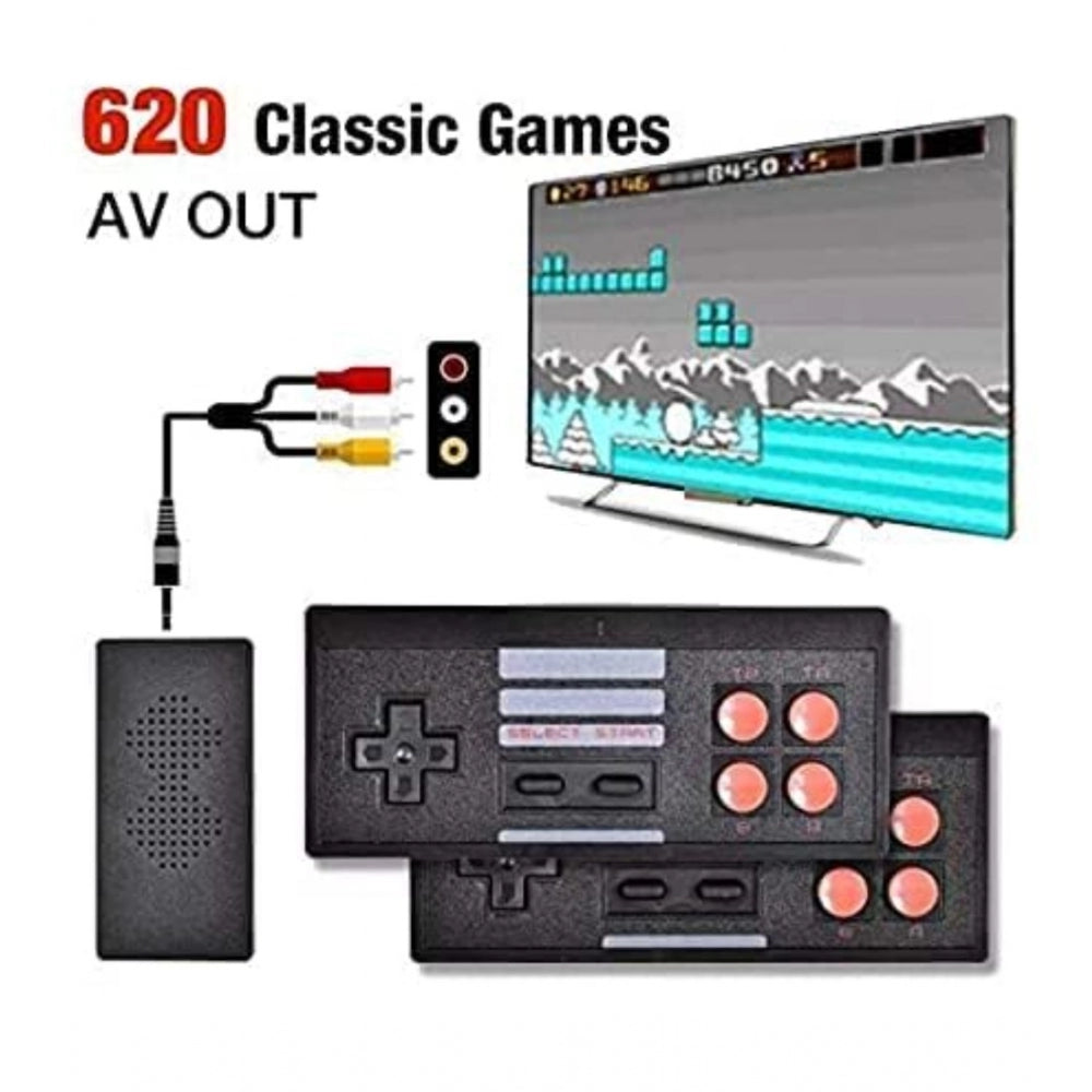 Generic Plastic Mini Retro Game System BuiltIn 620 Games And 2 Controllers (Black)