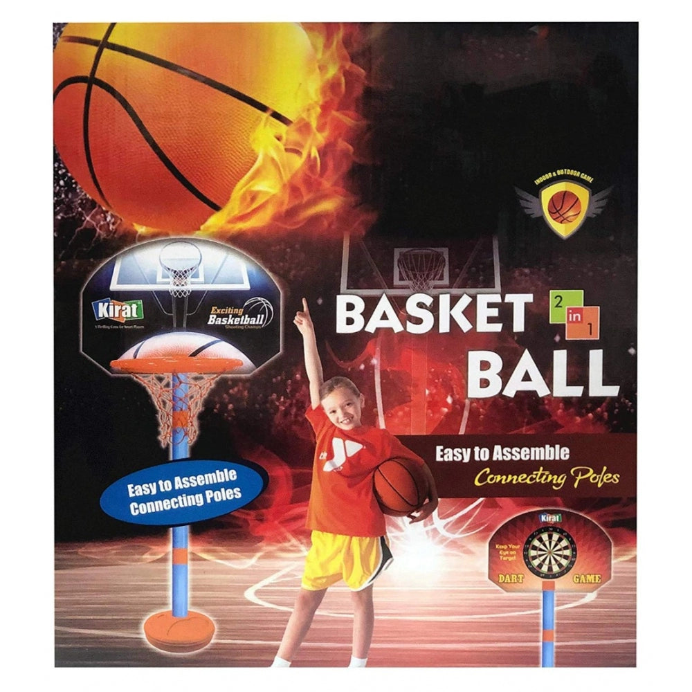 Generic Plastic Basketball For Kids 2 In1 Set With Adjustable Stand (Multicolor)