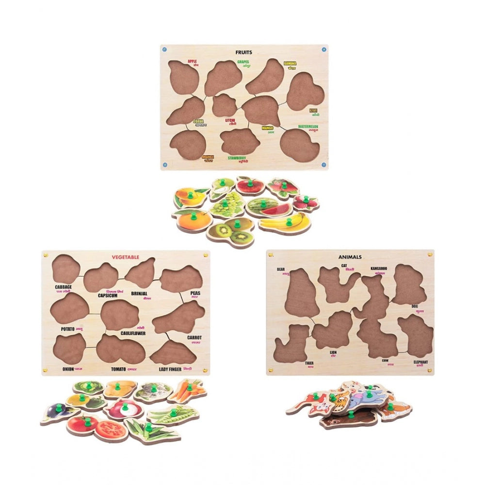 Generic Wooden Educational Learning Toy Puzzle Board Vegetables (Wood Color)