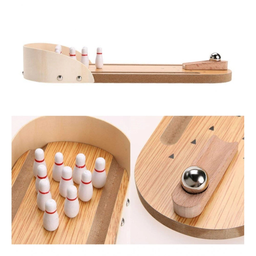 Generic Wood  Mini Fun Wooden Bowling Game (Wood Color)