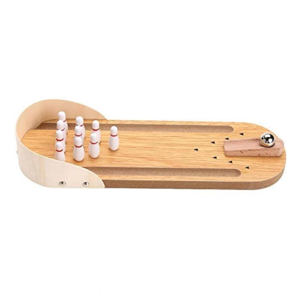 Generic Wood  Mini Fun Wooden Bowling Game (Wood Color)