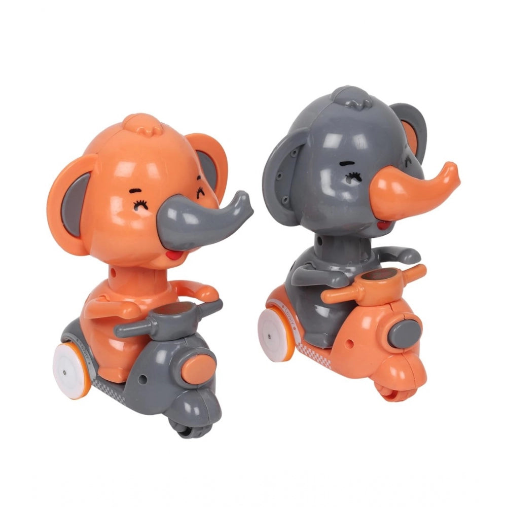 Generic Plastic Elephant Push And Go Friction Toy For Kids (Orange)