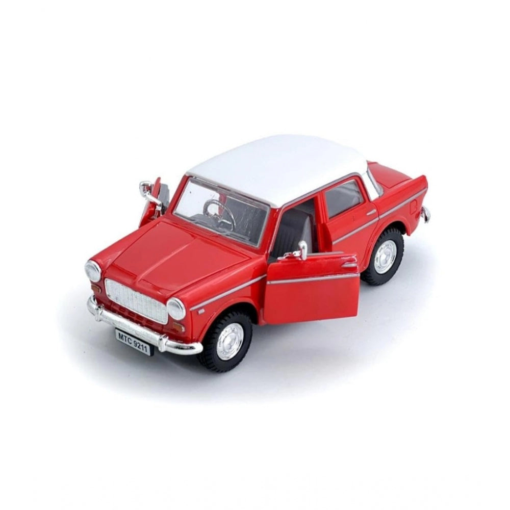 Generic Plastic Toy Model Fiat Openable Doors Pull Back Action Collectible Car (Red)