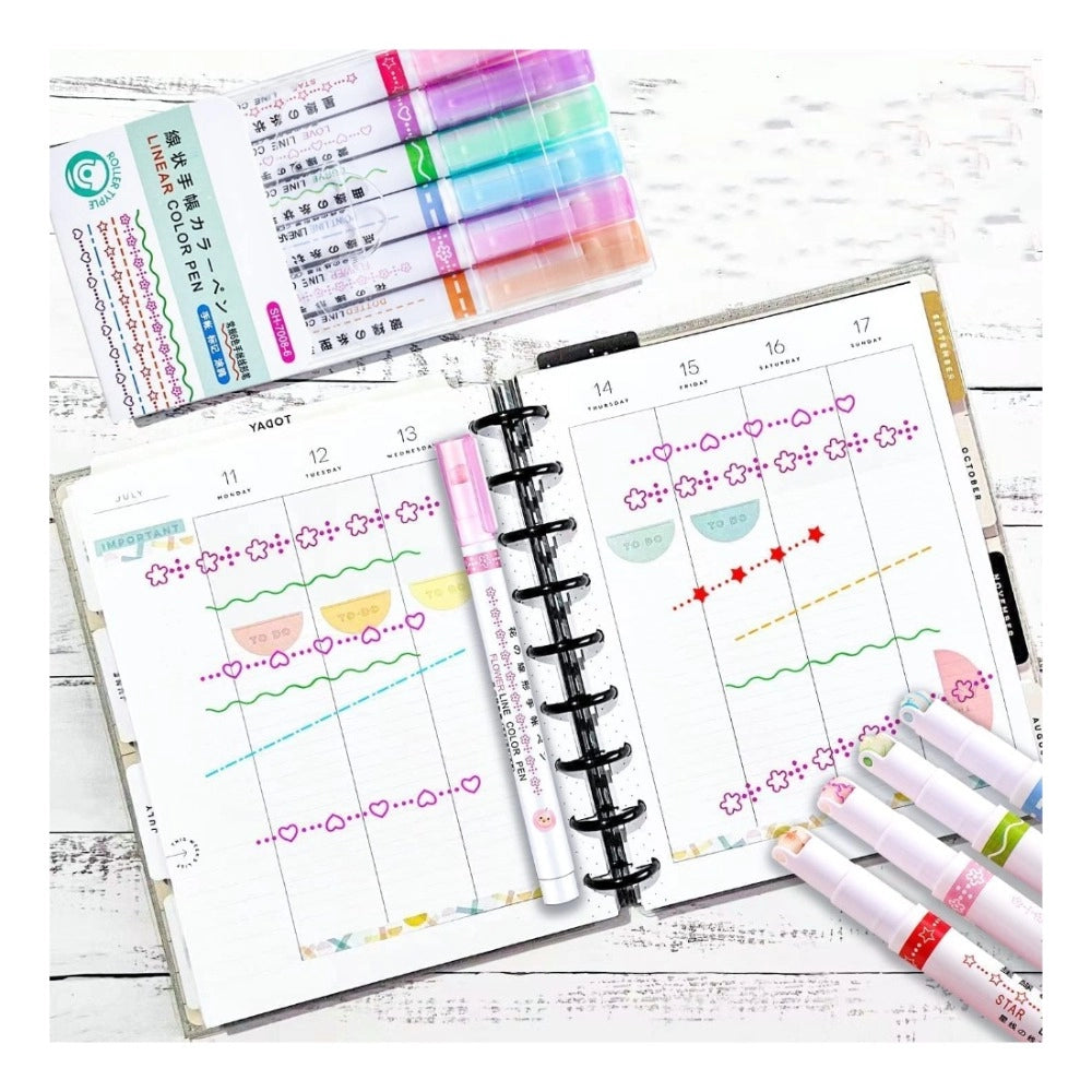 Designer Linear Roller Curve Highlighter Pens | Plastic | Stationery | 5+ Years