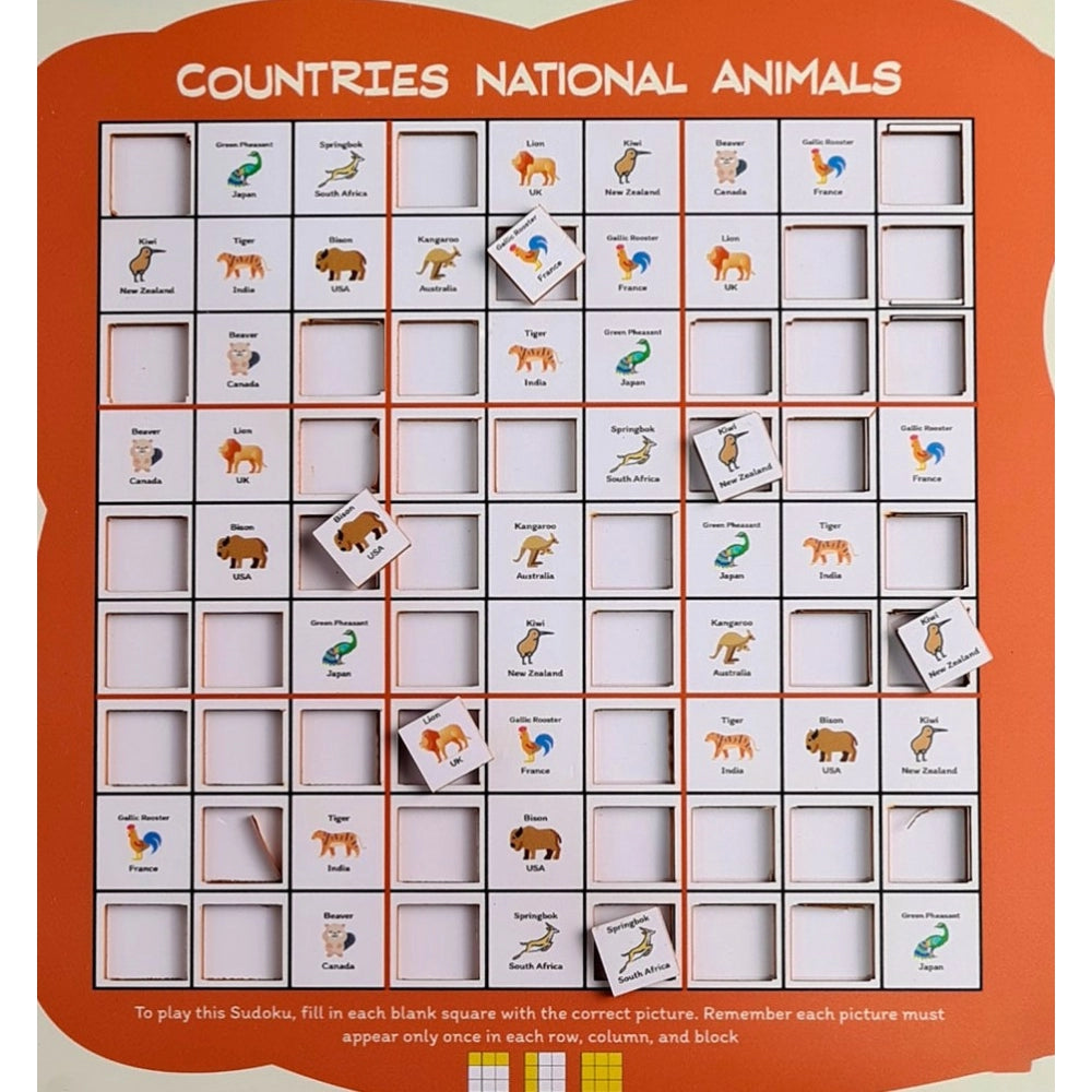 Generic Countries- National Animal Wooden Puzzle Game Toys (MultiColor)